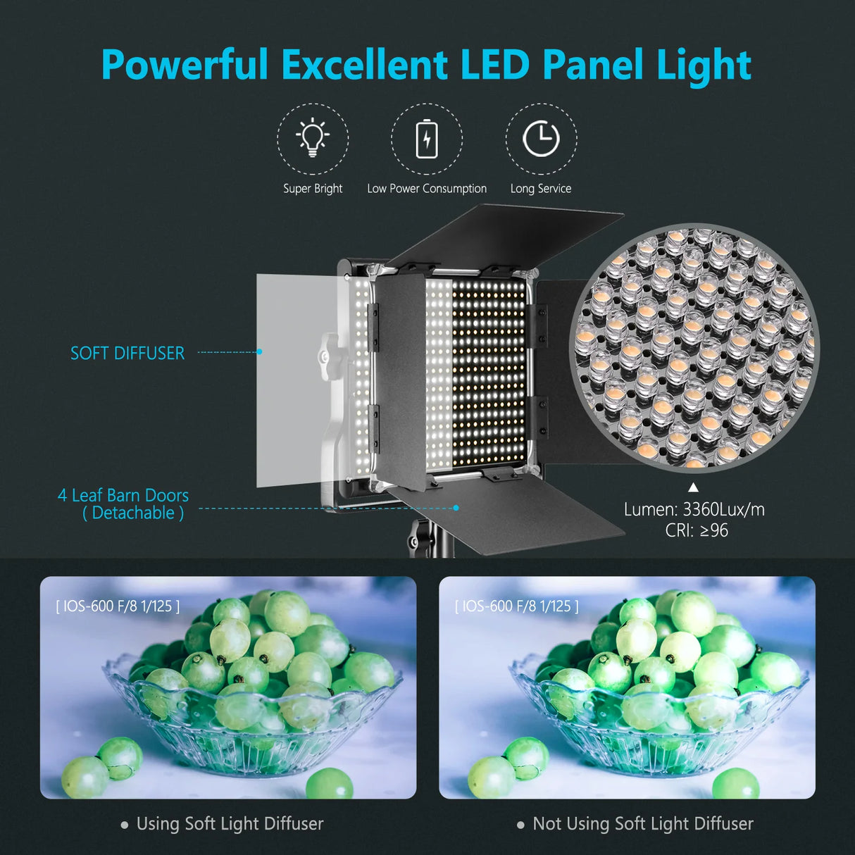 NEEWER NL660 Bi-Color LED Photography Panel Light with Bamdoor