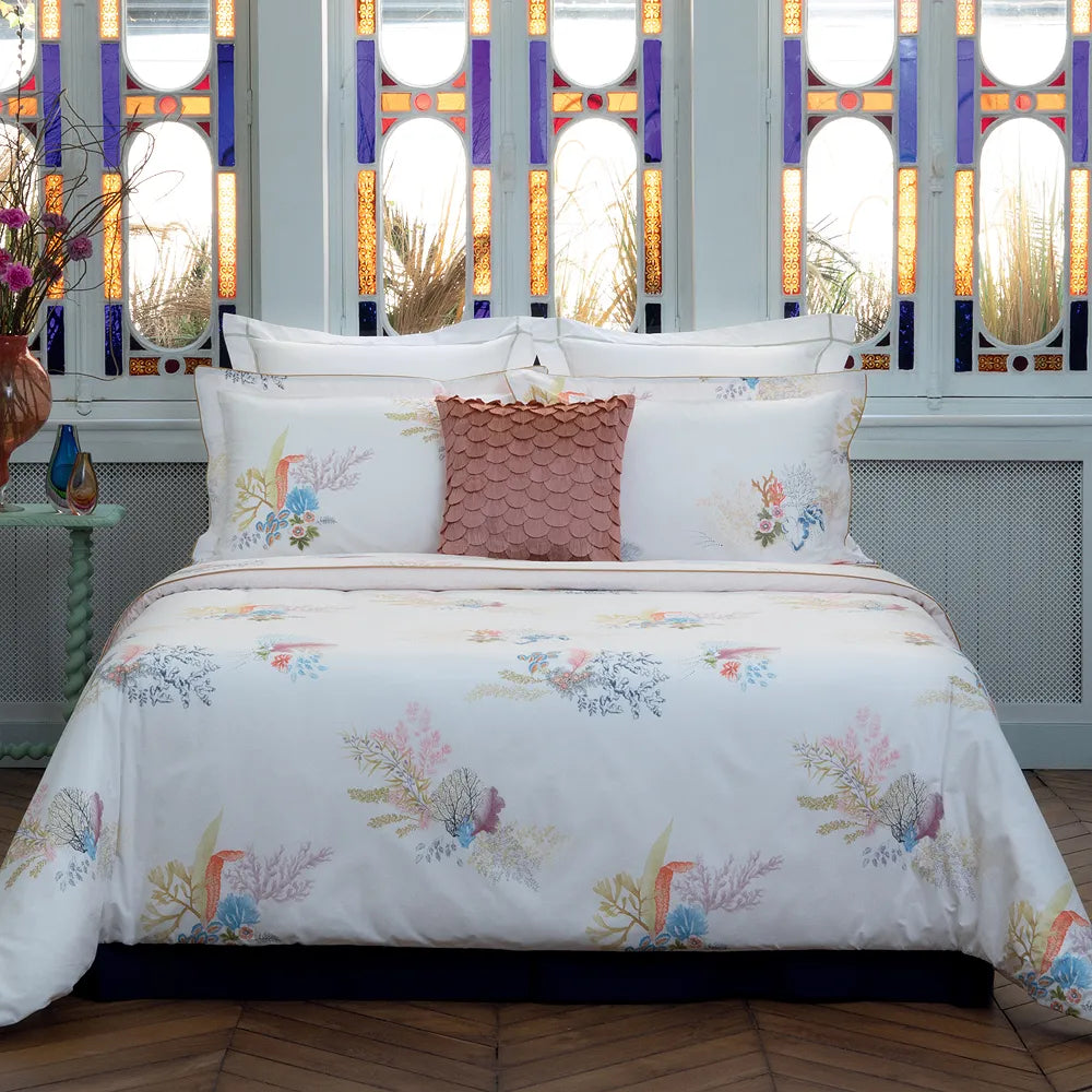 Yves Delorme CALYPSO King Flat Sheet & 2 Pillowcases – 100% Cotton Percale