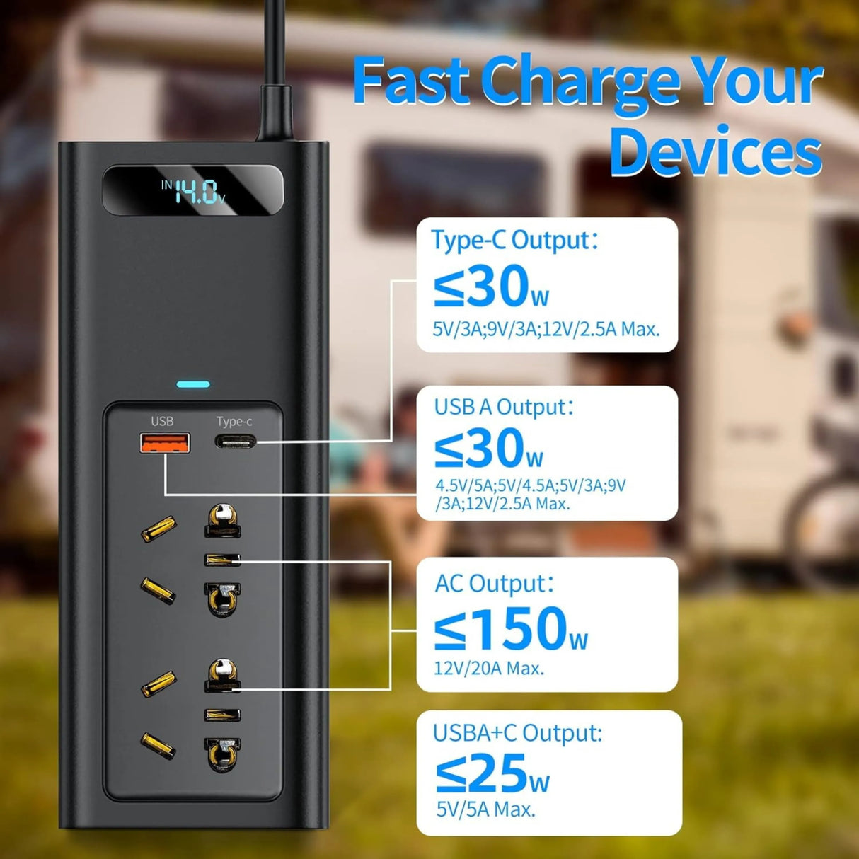 Baseus In-car Inverter 150W (220V CN/EU) Black