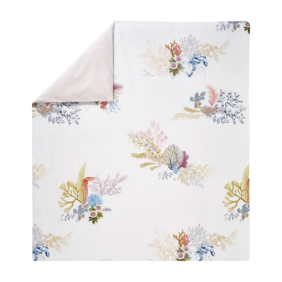 Yves Delorme CALYPSO Queen Flat Sheet & 2 Pillowcases – 100% Cotton Percale,