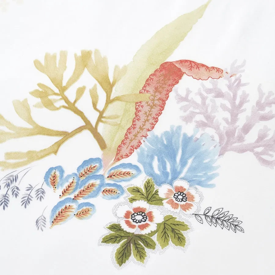 Yves Delorme CALYPSO Queen Flat Sheet & 2 Pillowcases – 100% Cotton Percale,
