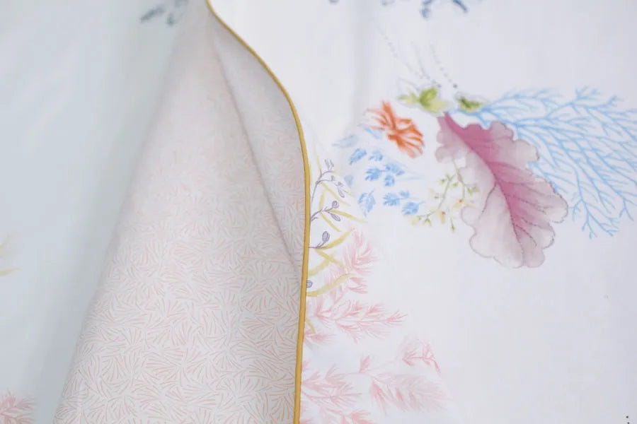 Yves Delorme CALYPSO King Flat Sheet & 2 Pillowcases – 100% Cotton Percale