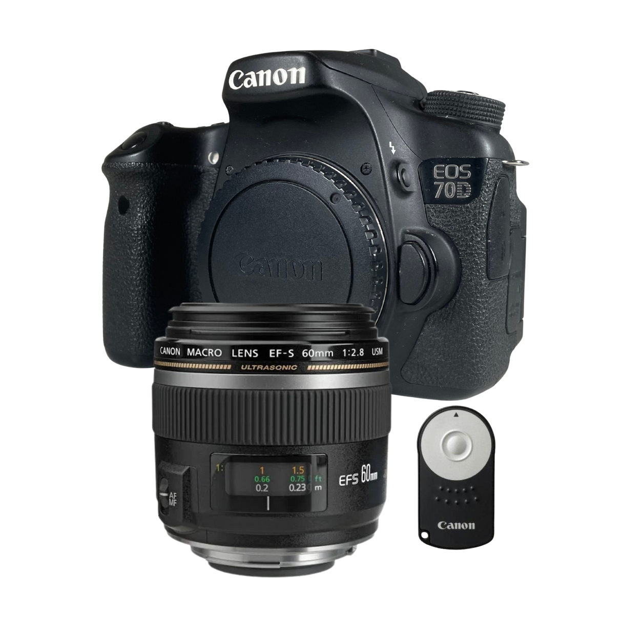 Canon EOS 70D camera + EFS 60mm f/2.8 Macro USM + RC-6 Remote (Pre-owned)