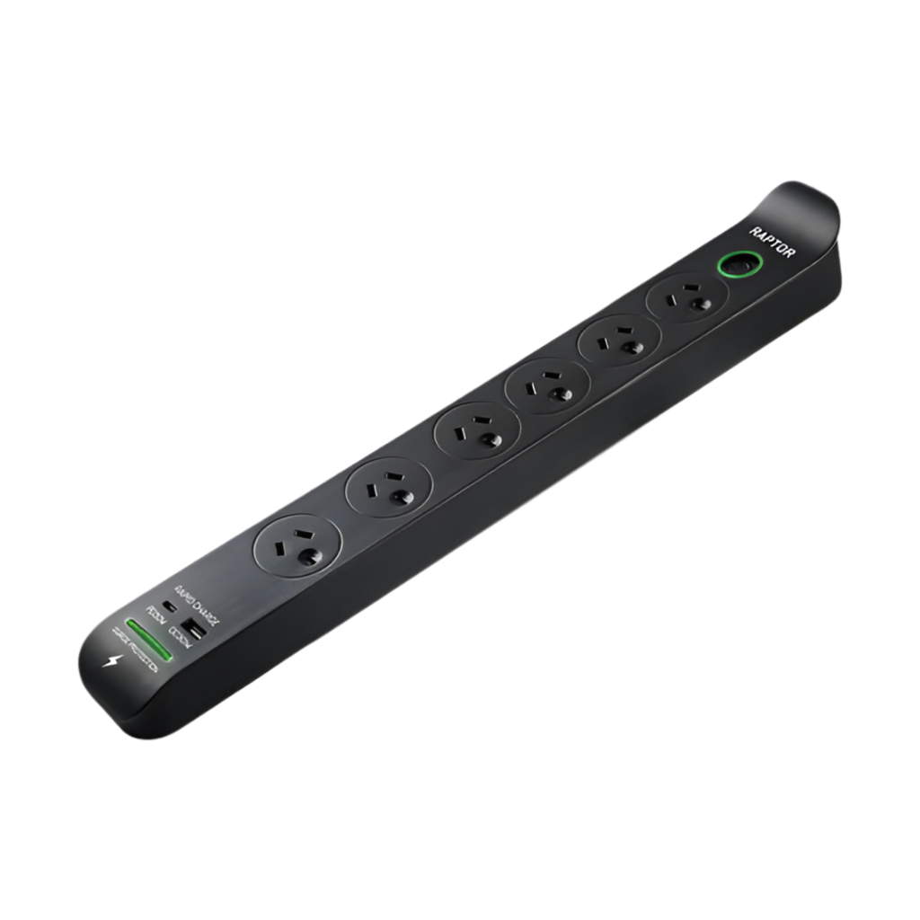 RAPTOR Surge Protected Powerboards 6-WAY POWERBOARD USB-PD 45W + QC 36W