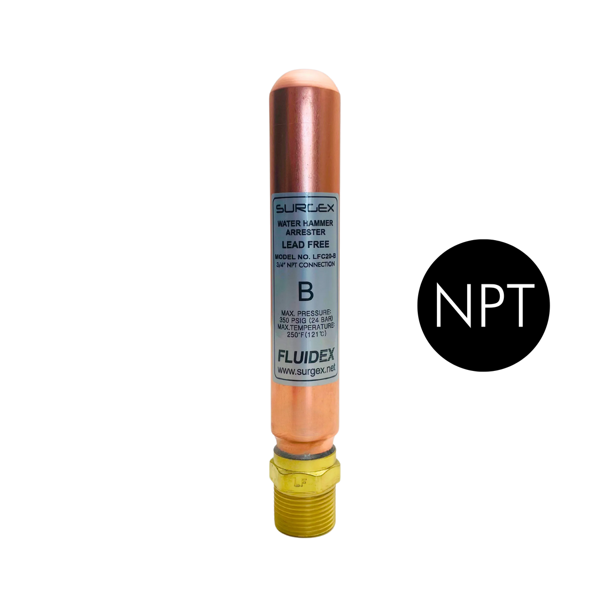 SURGEx LFC20-B NPT (MIP), Water Hammer Arrestor, LEAD FREE, 3/4"