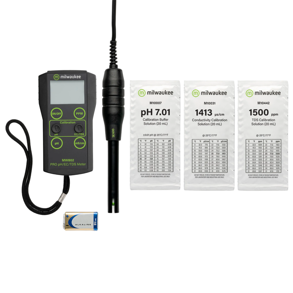 Milwaukee MW802 PRO 3-in-1 pH, EC, TDS Combo Meter with ATC