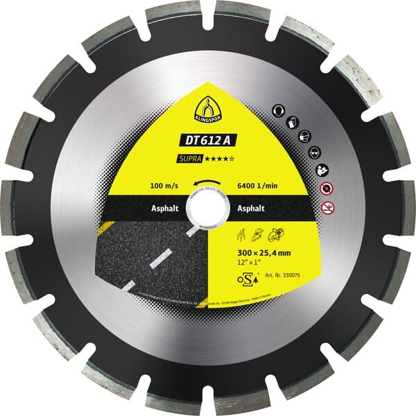 Klingspor DT 612 A diamond cutting blades, 400 x 3,6 x 25,4 mm 24 segments 40 x 3,6 x 10 mm, wide gullet