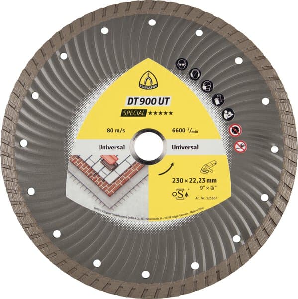 Klingspor DT 900 UT diamond cutting blades, 180 x 2,5 x 22,23 mm 2,5 x 10 mm, closed rim turbo