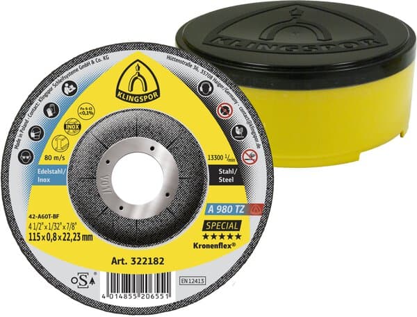 Klingspor Kronenflex A 980 TZ cutting-off wheels, 125 x 0,8 x 22,23 mm depressed centre Pack of 25