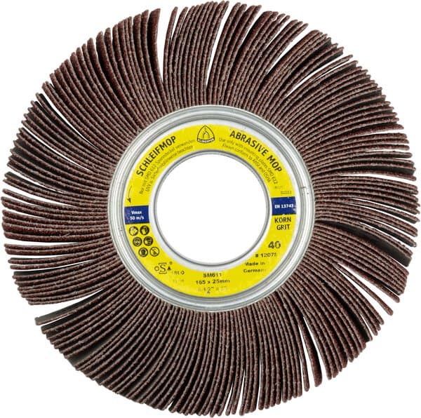 Klingspor SM 611 abrasive mop wheels LS 309 X, 165 x 50 x 43,1 mm grain 60 Pack of 3