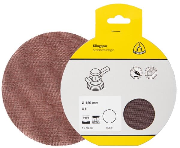 Klingspor AN 400 screen discs self-fastening, 225 mm grain 120, D.I.Y.-packaged with tab Pack of 25