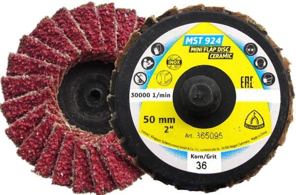 Klingspor MST 924 abrasive flap discs, grain 80 75 mm convex Quick Roll Connect Pack of 10