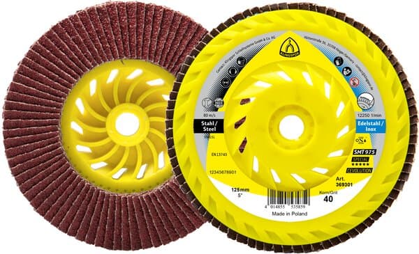 Klingspor SMT 975 abrasive flap discs, thread M14 ceramic 125 mm grain 60 convex Pack of 10