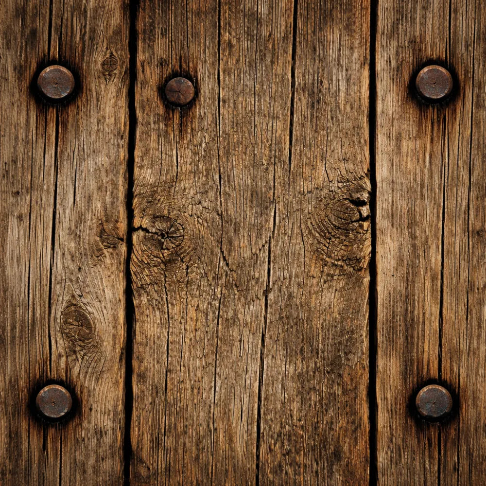 Wood with nails
