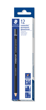 Staedtler® Lumocolor® permanent glasochrom pencil - black, box of 12