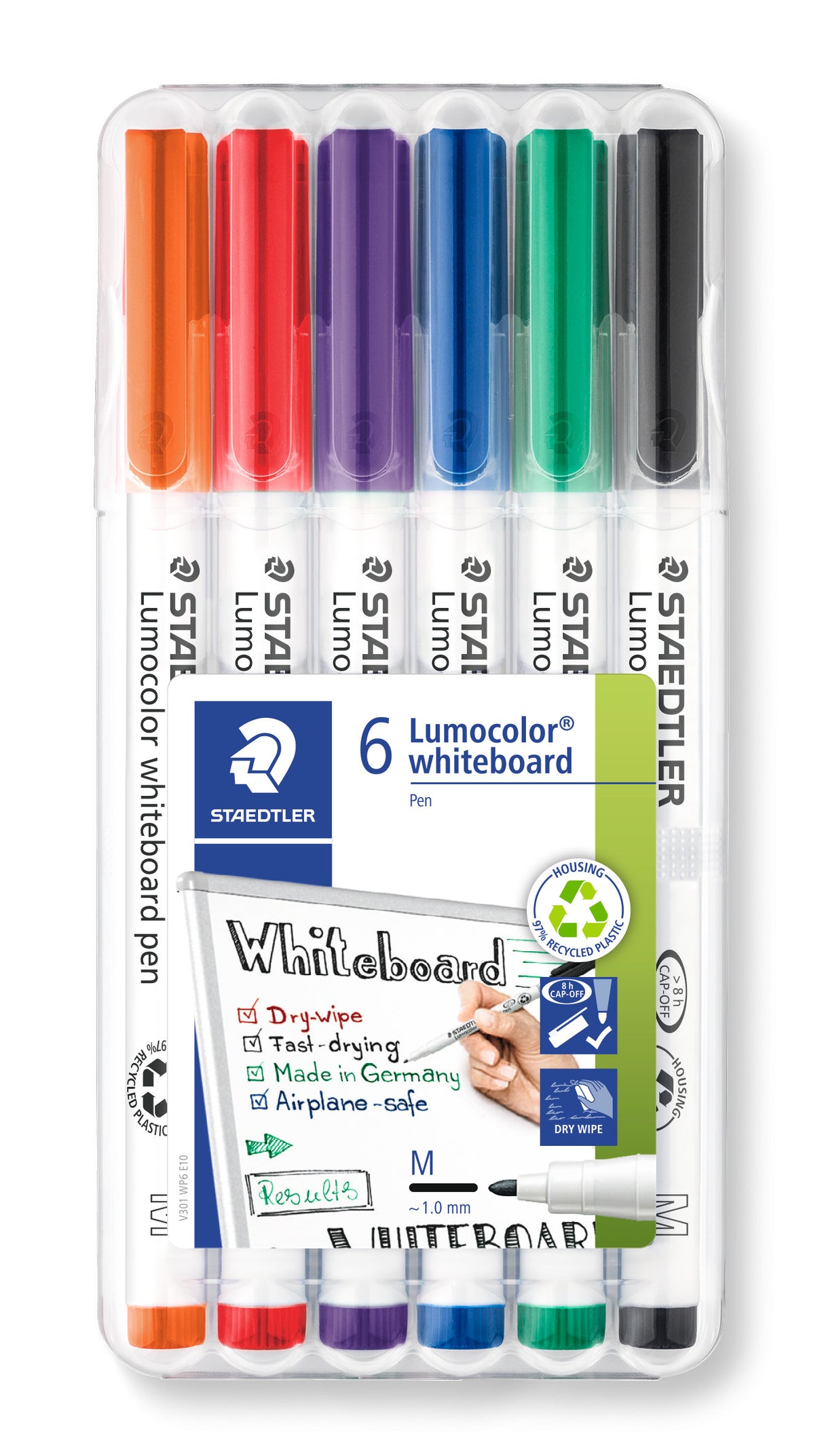 Staedtler® Lumocolor® whiteboard pen, assorted wallet of 6 colours