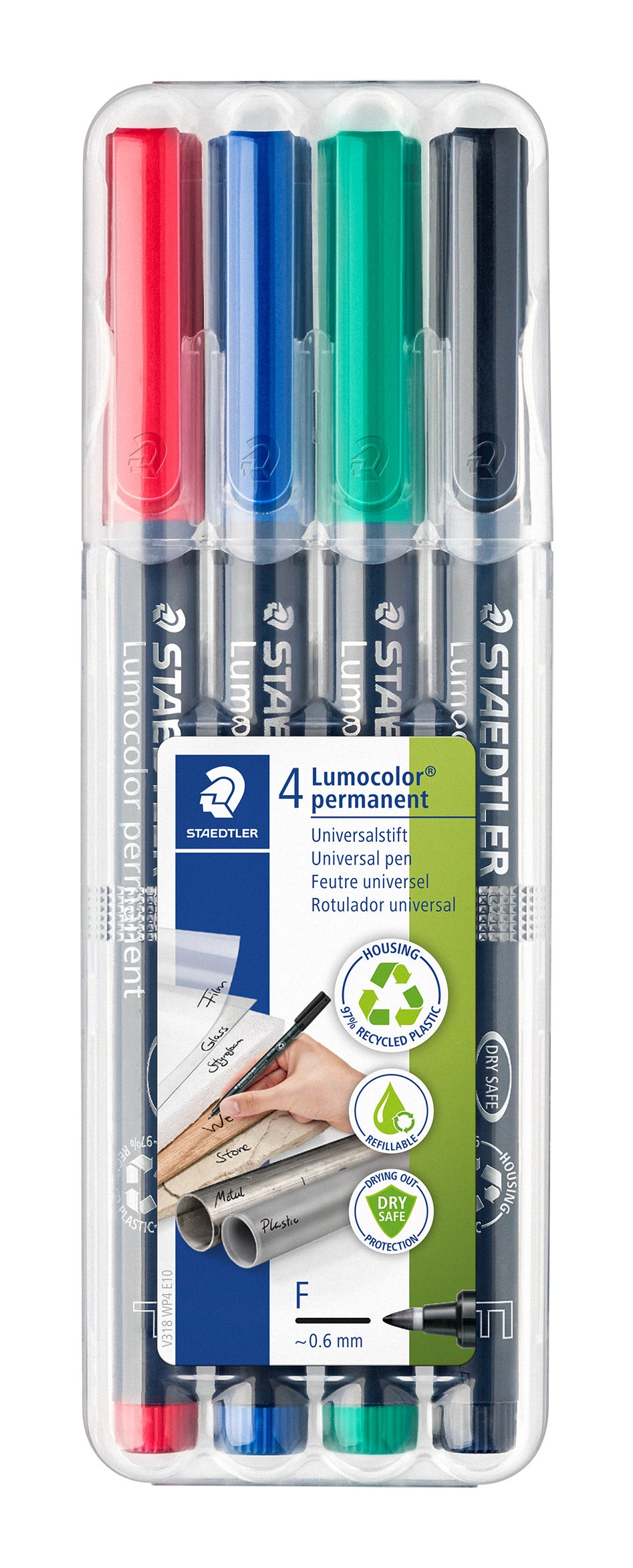 Staedtler® Lumocolor® permanent fine - wallet of 4 assorted colours