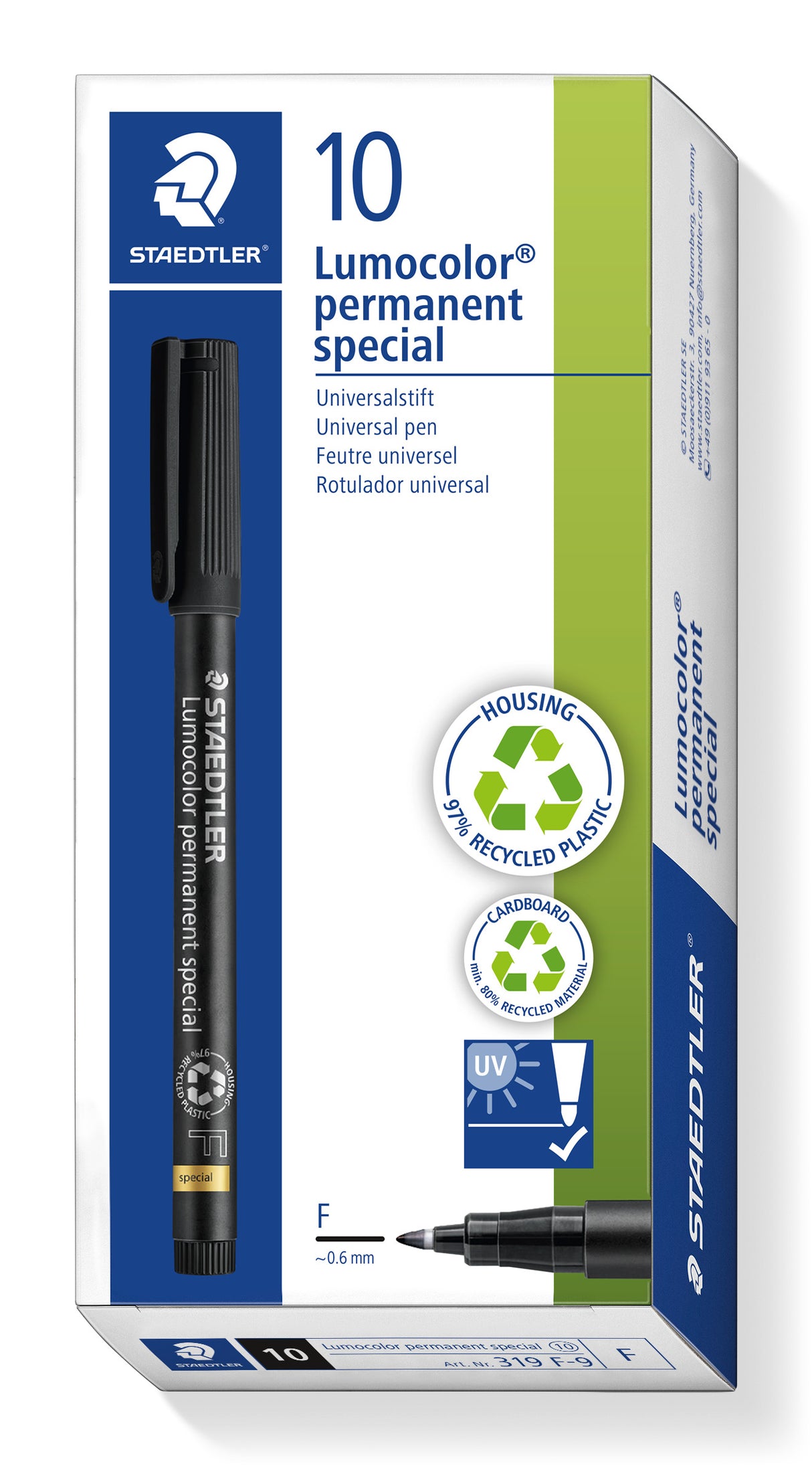 Staedtler® Lumocolor® permanent fine - special black, box of 10