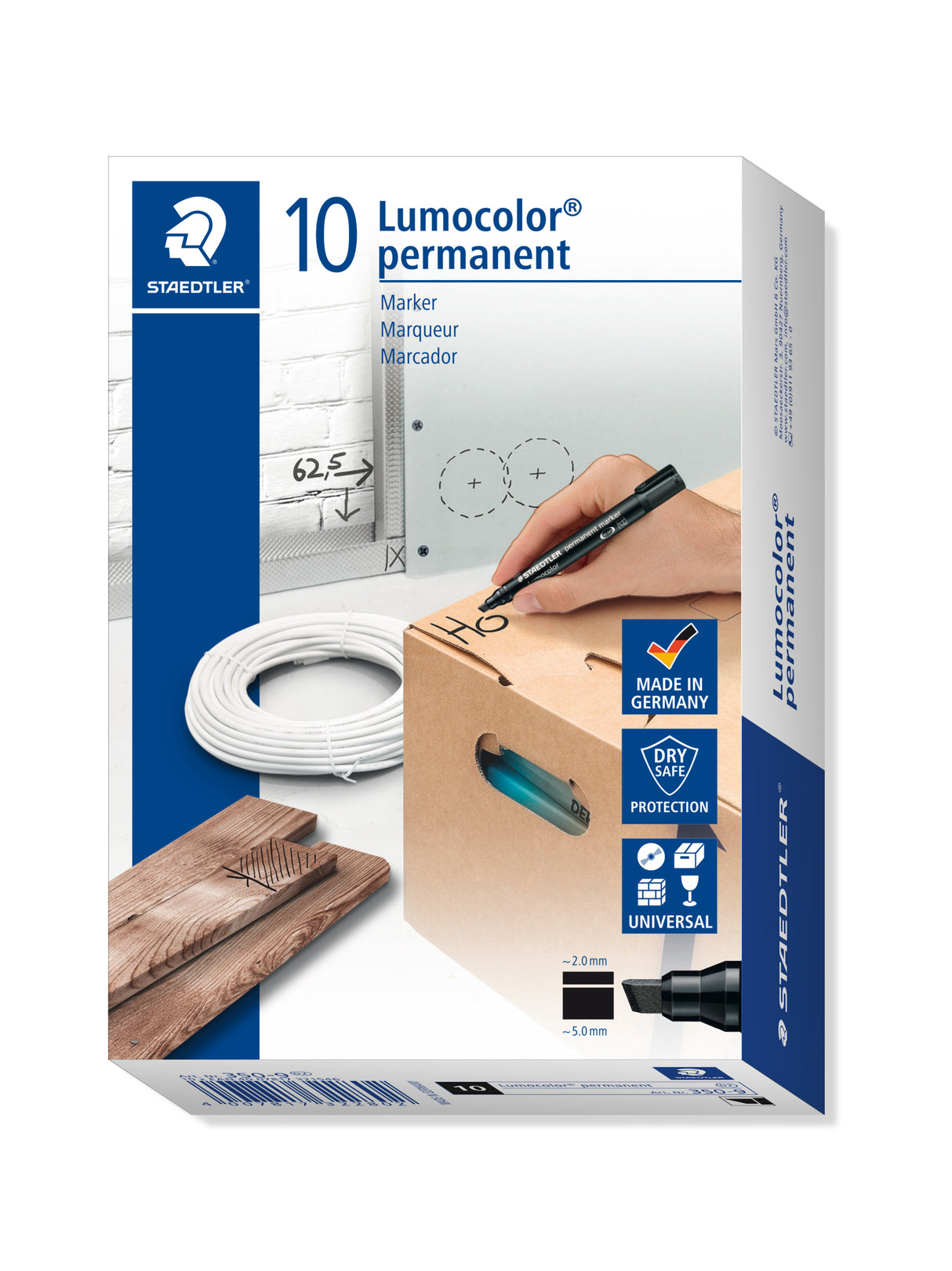 Staedtler® Lumocolor® permanent marker chisel point - black, box of 10