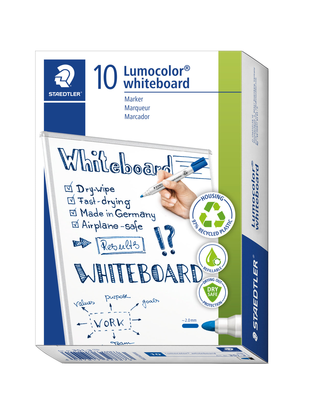 Staedtler® Lumocolor® whiteboard marker bullet point - blue, box of 10