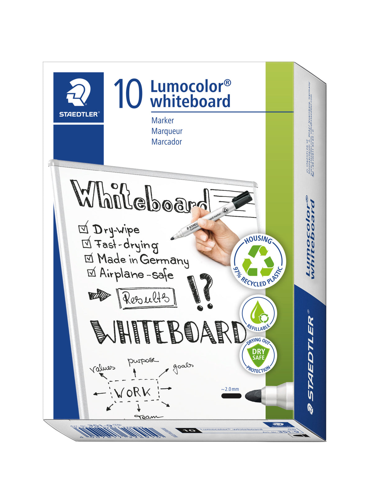 Staedtler® Lumocolor® whiteboard marker bullet point - black, box of 10