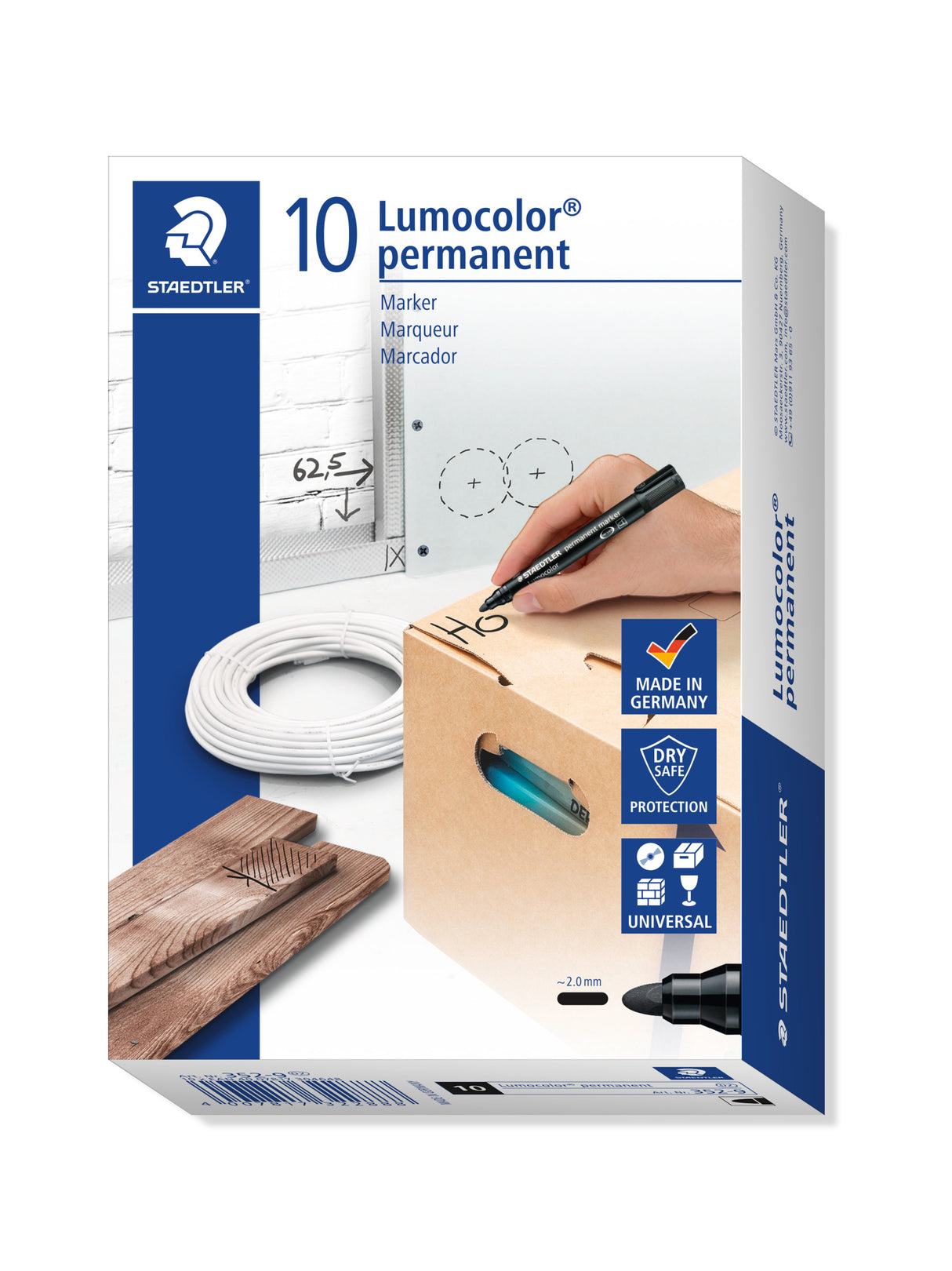 Staedtler® Lumocolor® permanent marker bullet point - black, box of 10