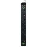 RAPTOR Surge Protected Powerboards 6-Way 1x QC3.0 USB-A (30W), 1x USB-C PD (30W)