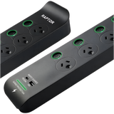 RAPTOR Surge Protected Powerboards 6-Way 1x QC3.0 USB-A (30W), 1x USB-C PD (30W)