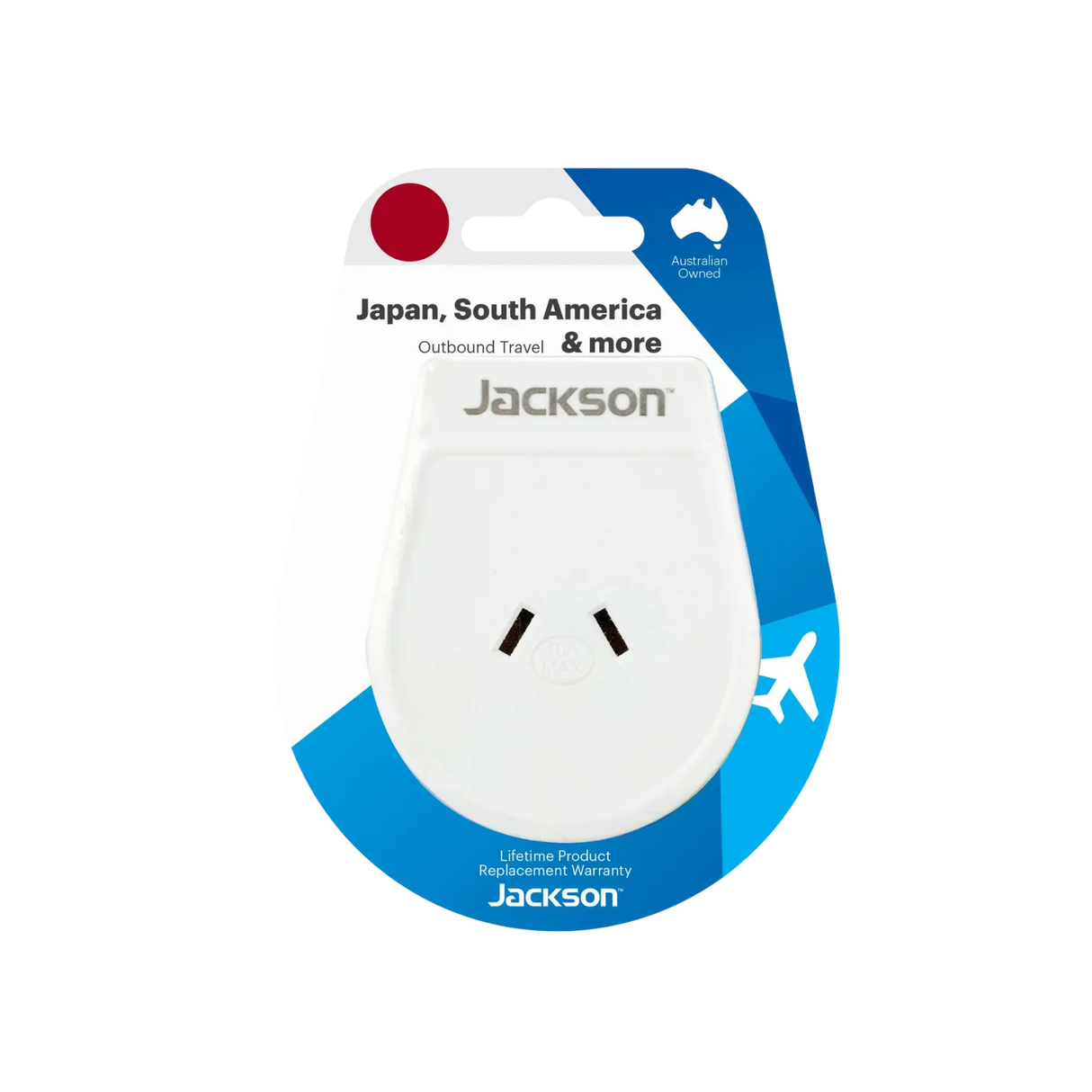 Jackson Inbound Slim USB-A Travel Adaptor - AU/NZ to Japan, South Amarica and more