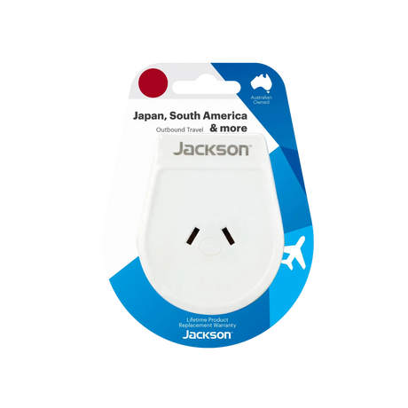 Jackson Inbound Slim USB-A Travel Adaptor - AU/NZ to Japan, South Amarica and more