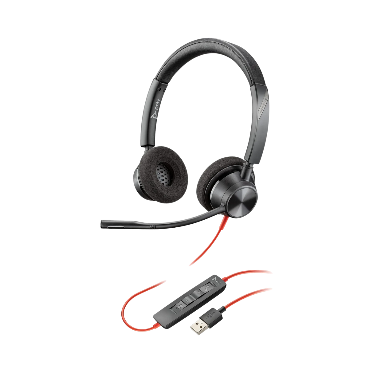 Poly Blackwire BW3320, Standard, USB-A, Stereo, Corded Headset