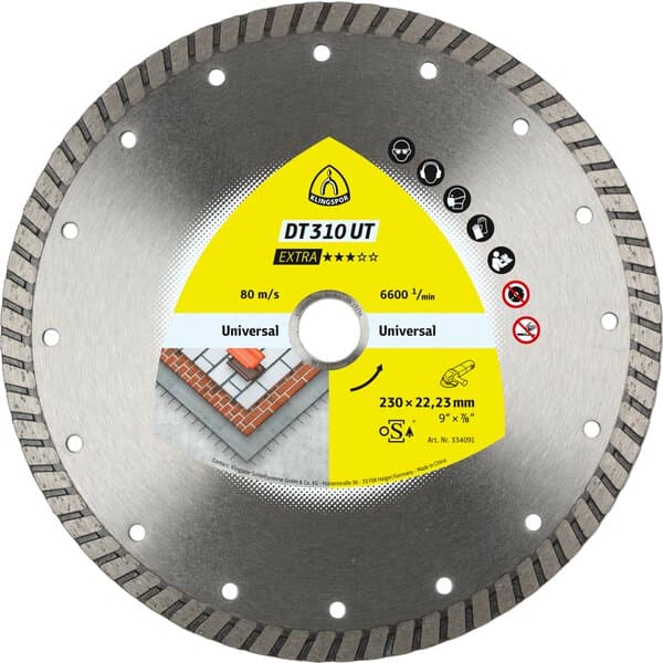 Klingspor DT 310 UT diamond cutting blades, 100 x 2 x 22,23 mm 2 x 10 mm, closed rim turbo Reduction ring 16