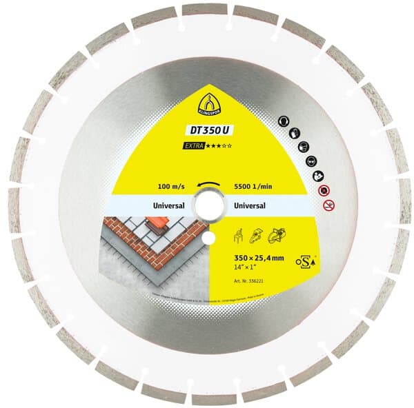 Klingspor DT 350 U diamond cutting blades, 350 x 3 x 25,4 mm 24 segments 40 x 3 x 10 mm, standard serration