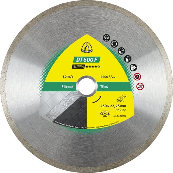 Klingspor DT 600 F diamond cutting blades, 100 x 1,6 x 22,23 mm 1,6 x 7 mm, closed rim Reduction ring 16