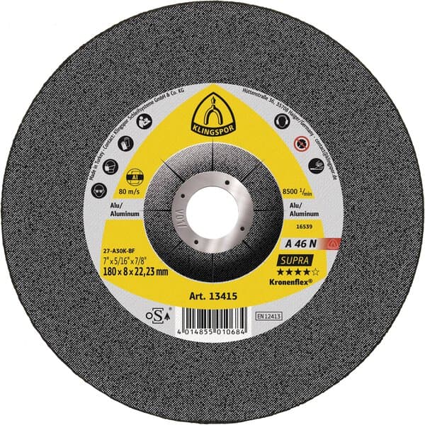 Klingspor Kronenflex A 46 N grinding discs, 180 x 6 x 22,23 mm depressed centre Pack of 10