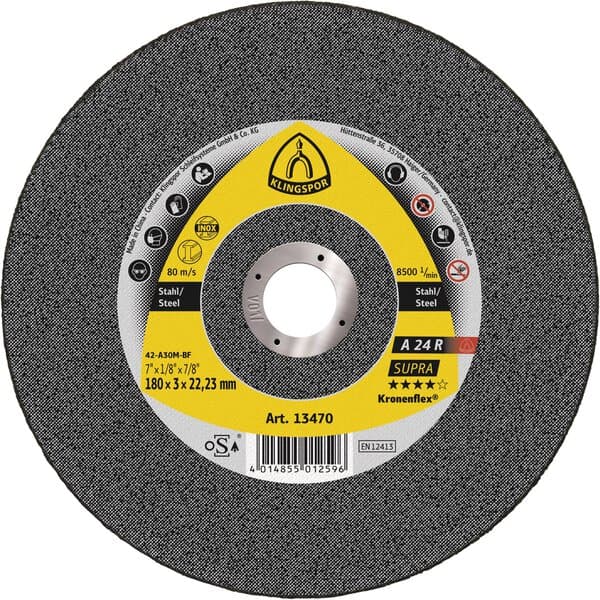 Klingspor Kronenflex A 24 R cutting-off wheels, 180 x 3 x 22,23 mm flat Pack of 25