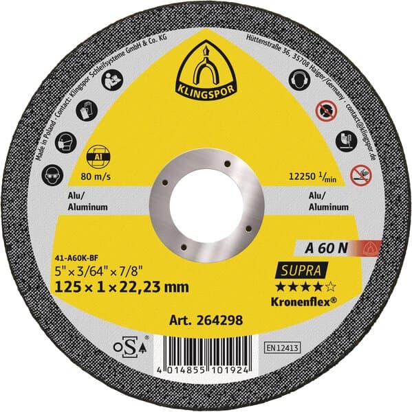 Klingspor Kronenflex A 60 N cutting-off wheels, 115 x 1 x 22,23 mm flat Pack of 25