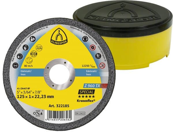 Klingspor Kronenflex Z 960 TX cutting-off wheels, Zirconia 125 x 1 x 22,23 mm flat Pack of 25