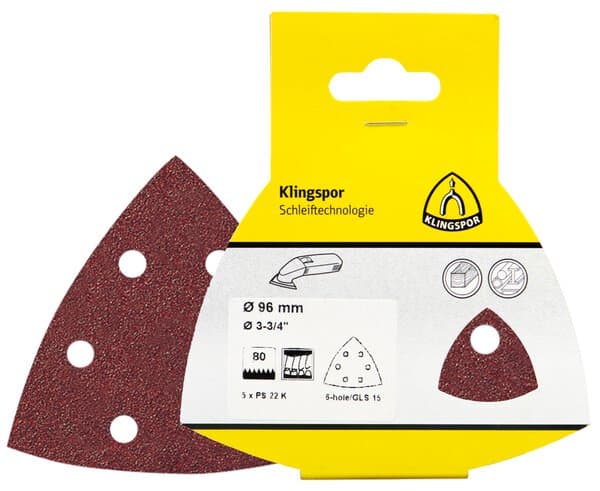 Klingspor PS 22 K discs self-fastening, 150 mm grain 120 hole pattern GLS51, D.I.Y.-packaged with tab Pack of 25