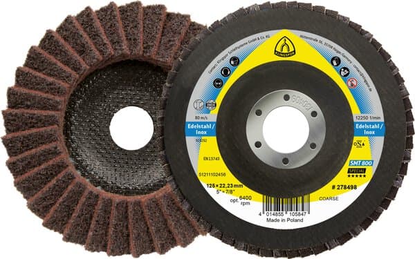 Klingspor SMT 800 non-woven flap disc, 125 x 22,23 mm coarse Aluminium oxide convex Pack of 5
