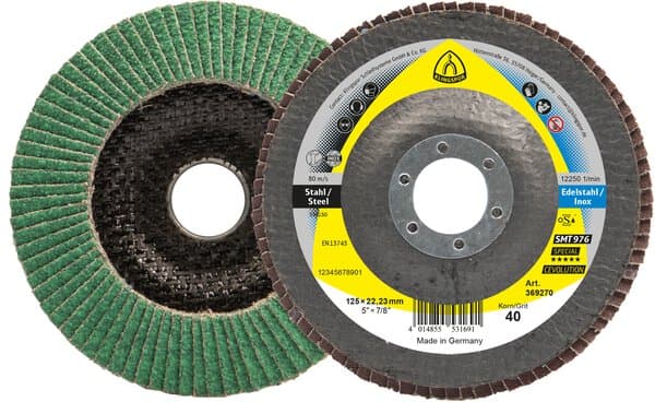 Klingspor SMT 976 abrasive flap discs multibond, 125 x 22,23 mm grain 80 convex Pack of 10