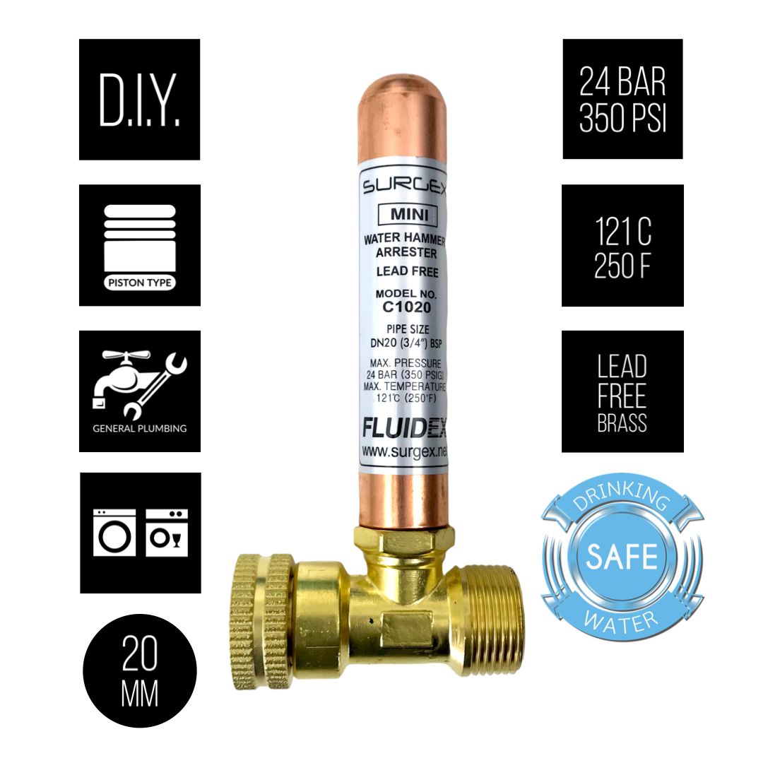 SURGEx Washing Machine / Dishwasher Water Hammer Arrester C1020 MINI L